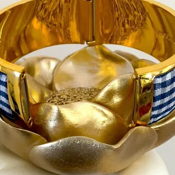 KATE SPADE NWT BANGLE BRACELET NAVY WHITE CHECK SET SAIL WITH DUST BAG - Picture 7 of 10